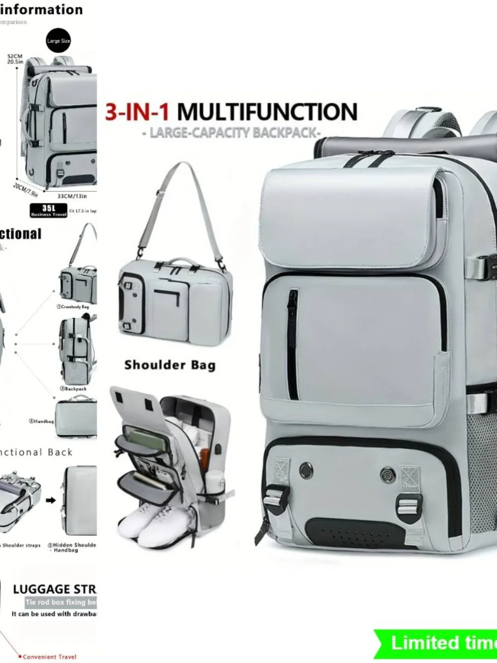 Men's Casual Outdoor Computer Backpack 16 Inch Laptop Daypack